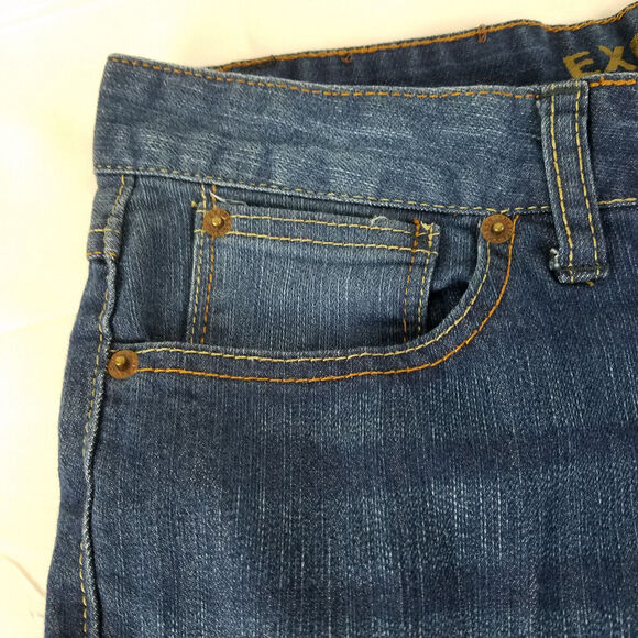Express Jeans Womens 4 Blue Low Rise Straight Leg Dark Wash Denim W30 x L30.5 - Picture 13 of 16